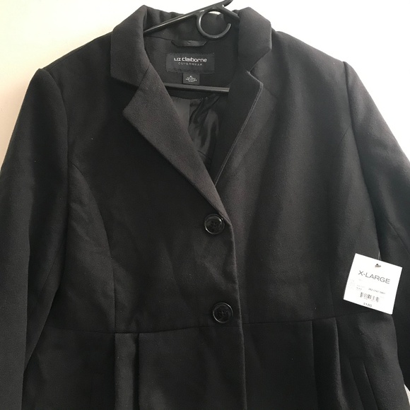 New Liz Claiborne Black Jacket Coat Sz XL - Picture 2 of 2